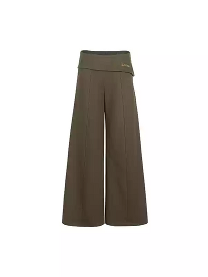 Knit Stretch Loose Plain Wide-Pants