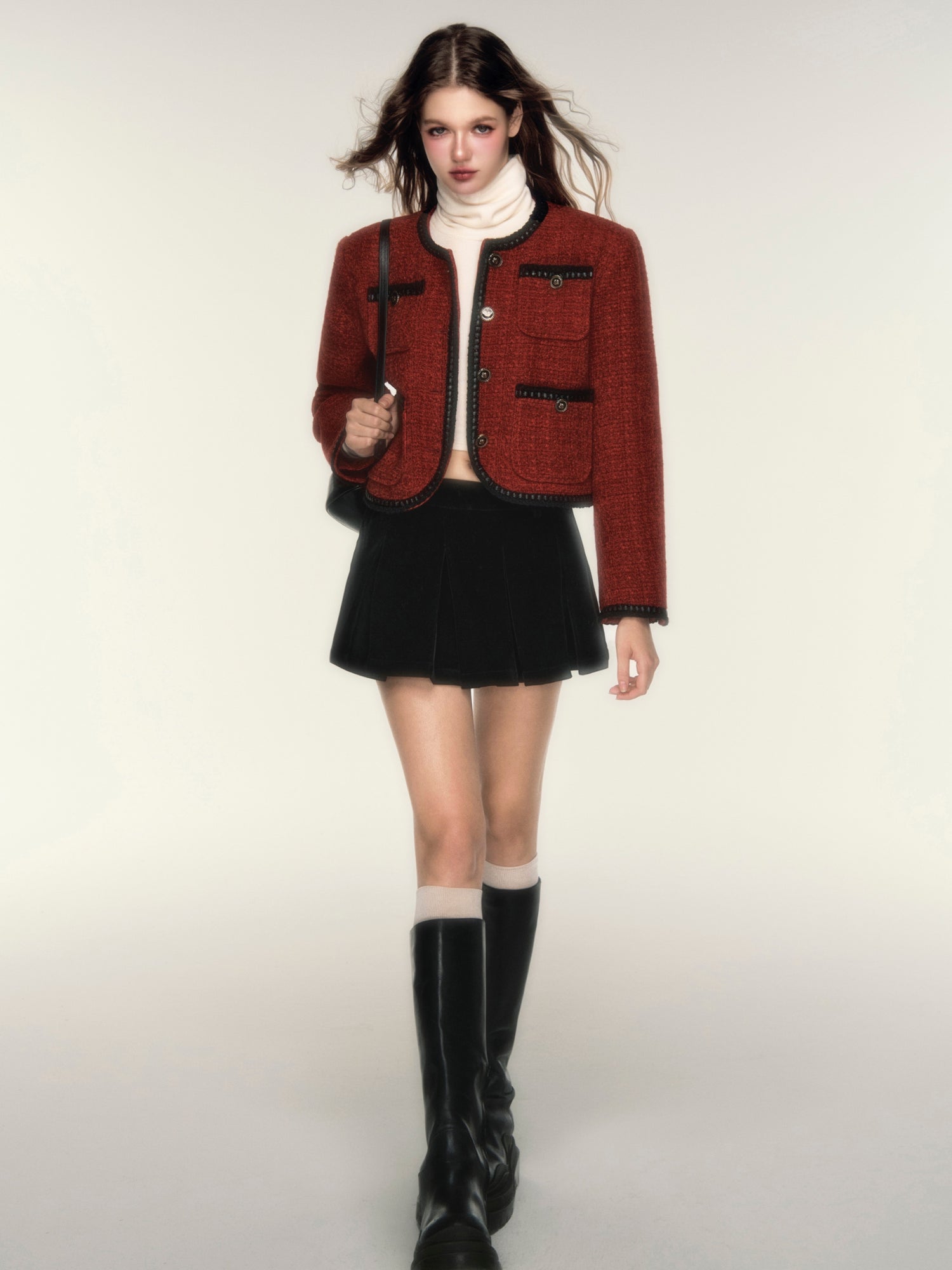 Piping Tweed Style Short Jacket