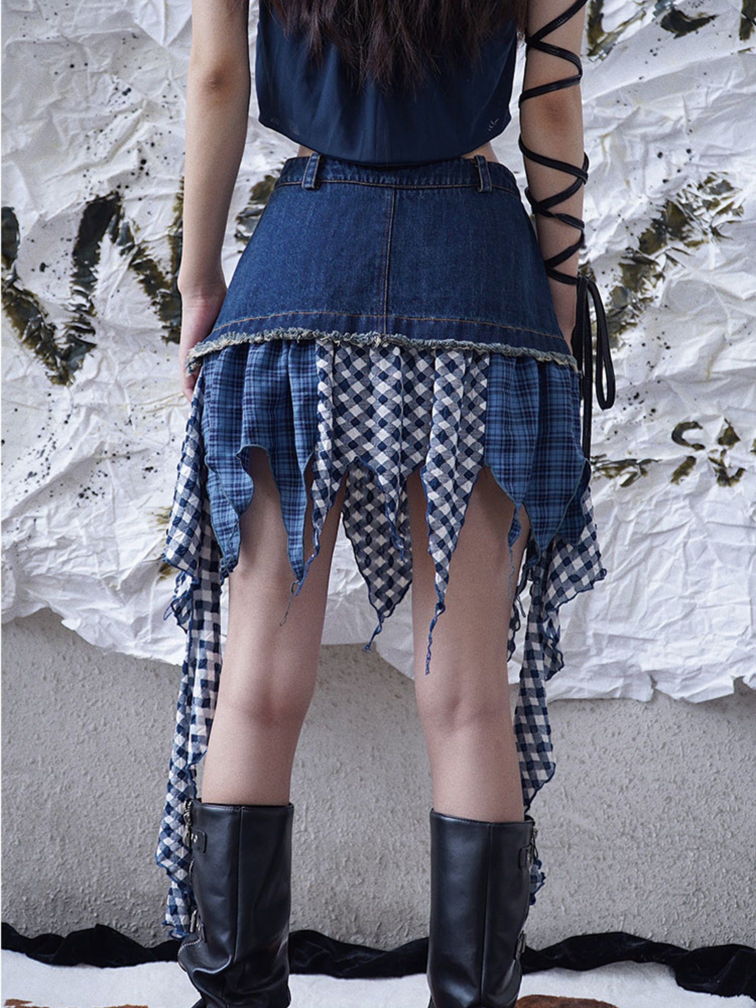 Broken Feeling Irregular Design Denim Skirt