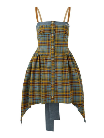 Robe irrégulière à laalciens à plaid de tournesol