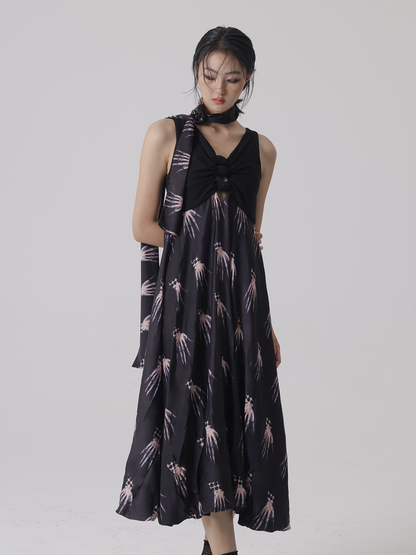 Hand Shadow Draping Design Sleeveless Dress