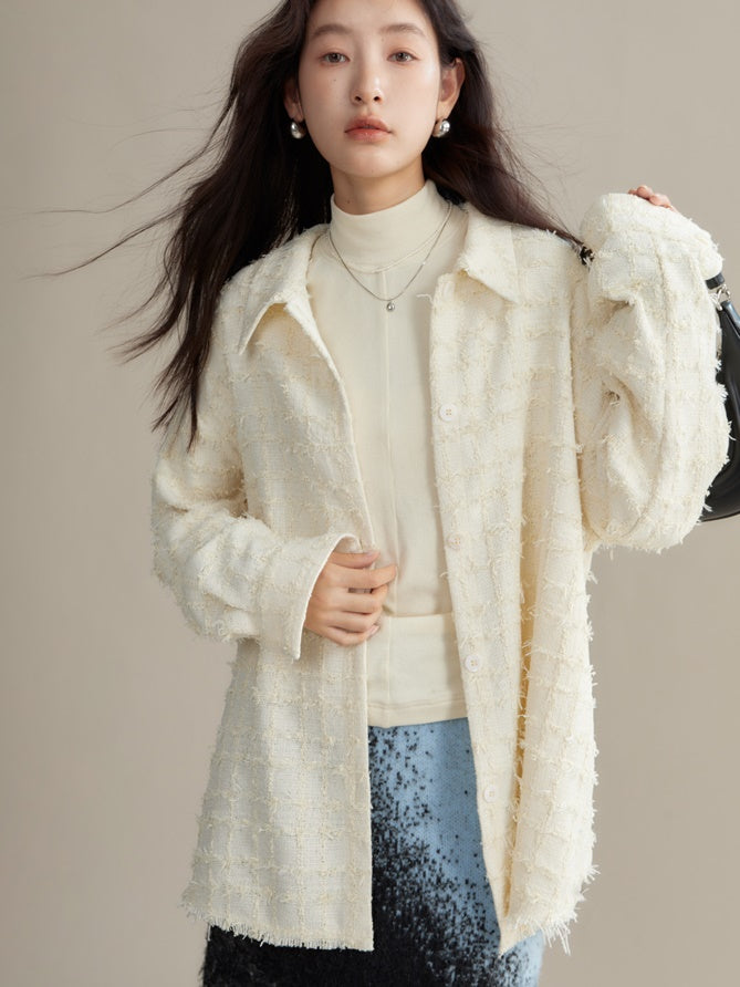 Woven Texture Loose Long-sleeved Shirt