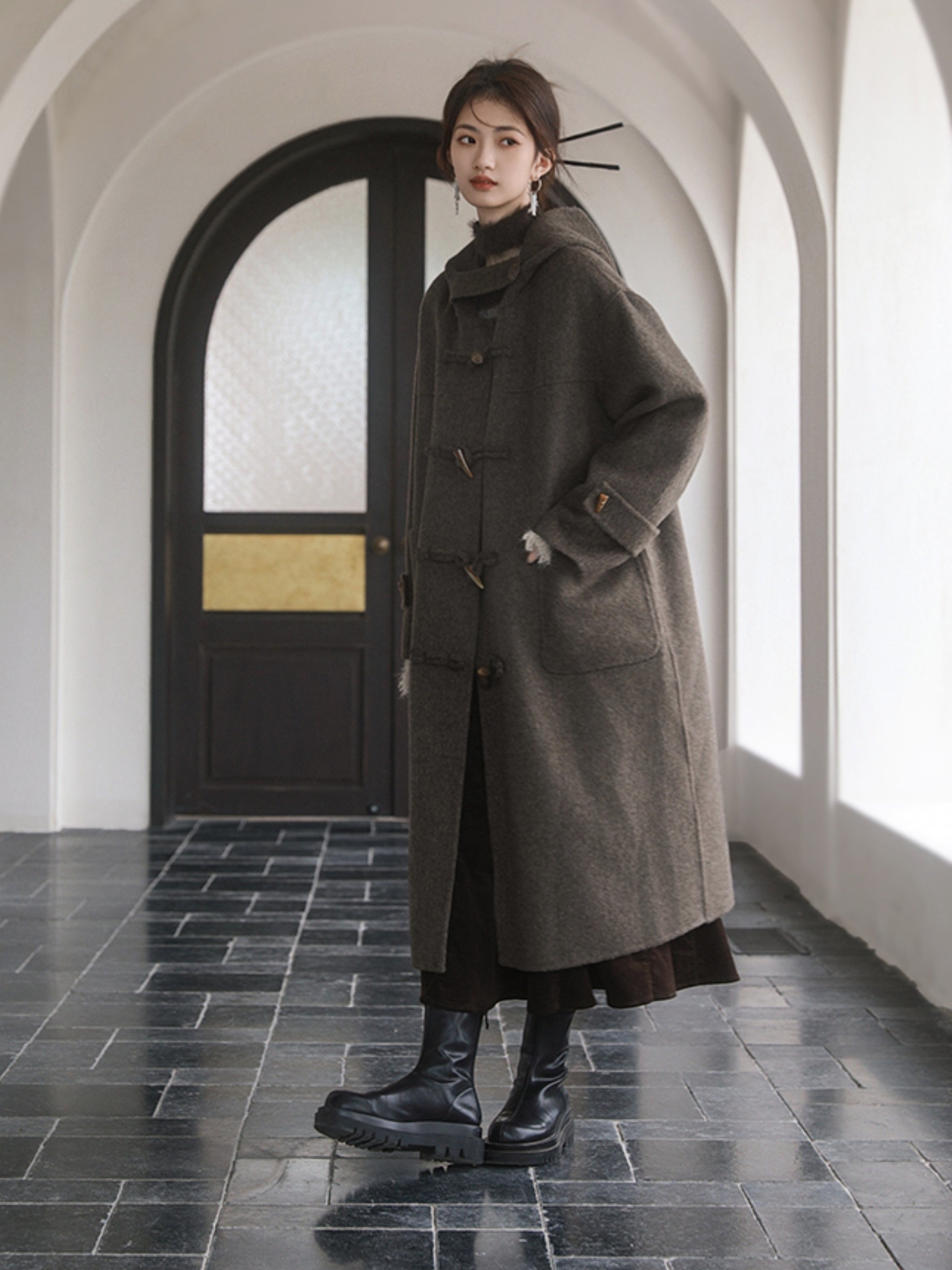 Horn Button Double-sided Duffel Coat