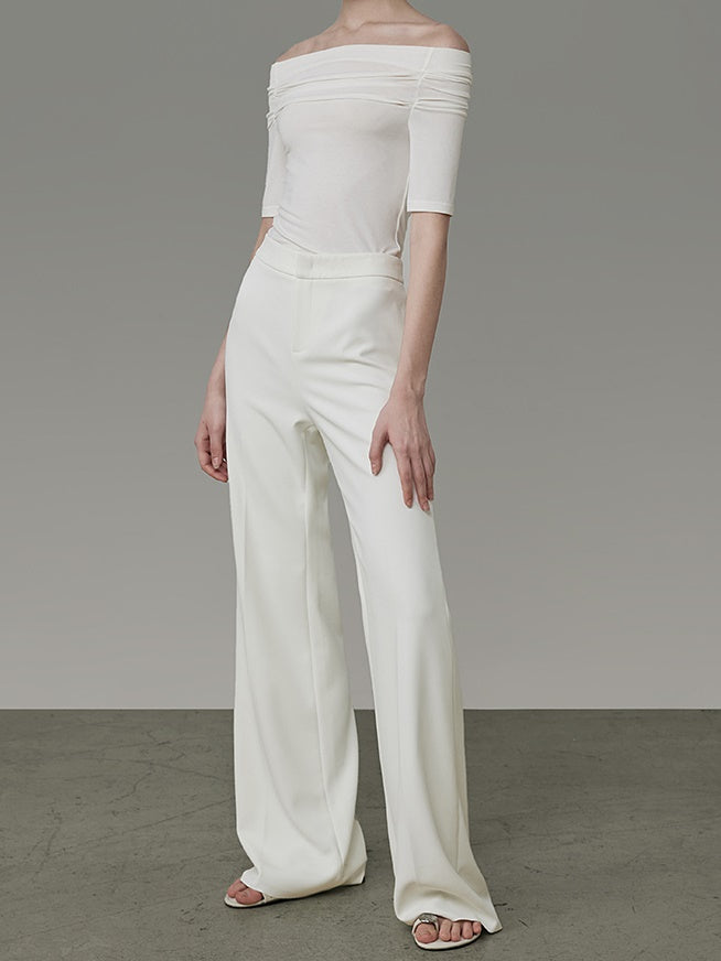 High Waist Wide-Leg Straight Pants