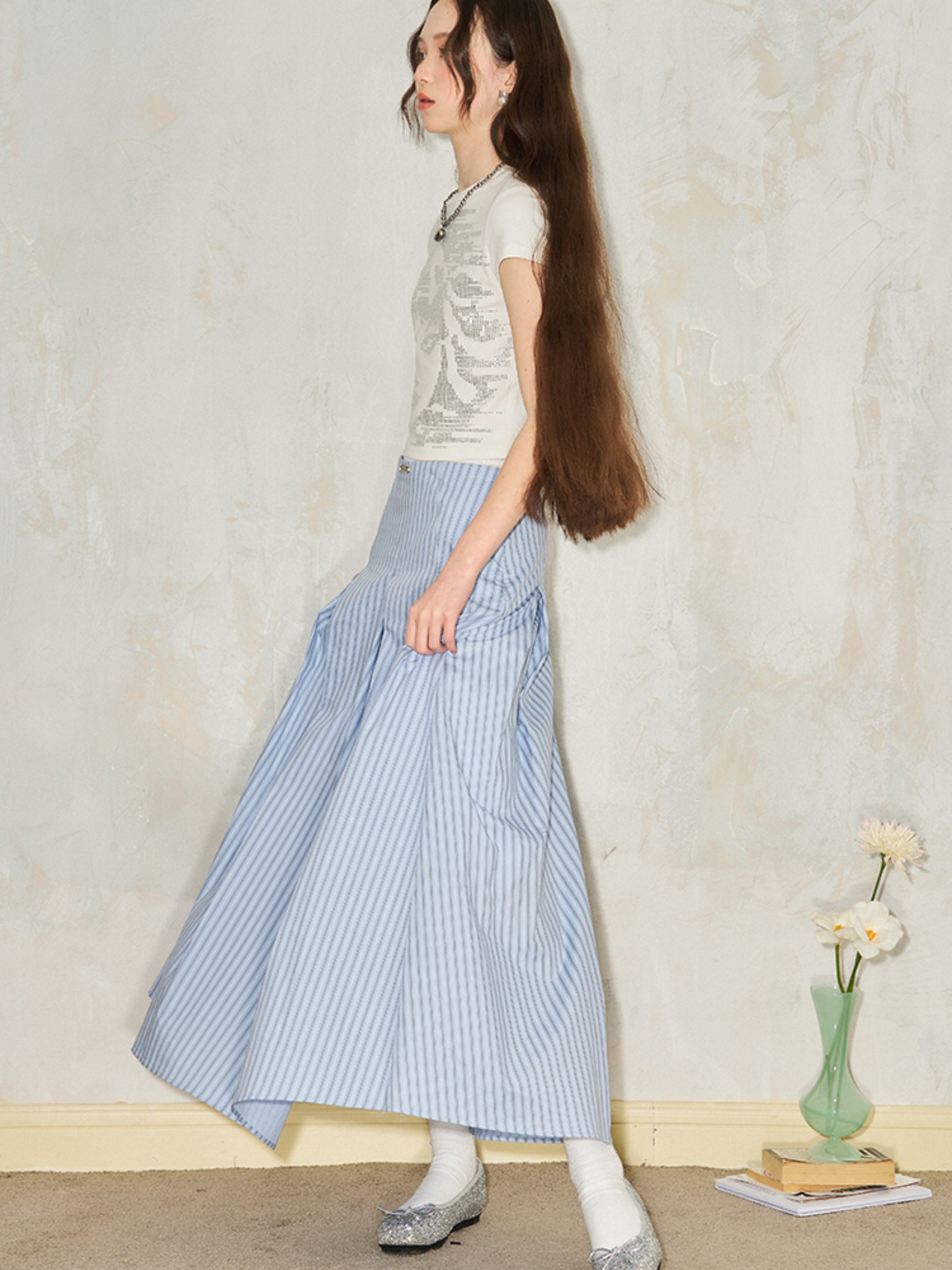 Bias Cut I-pleat Large Swing Umbrella Skirt