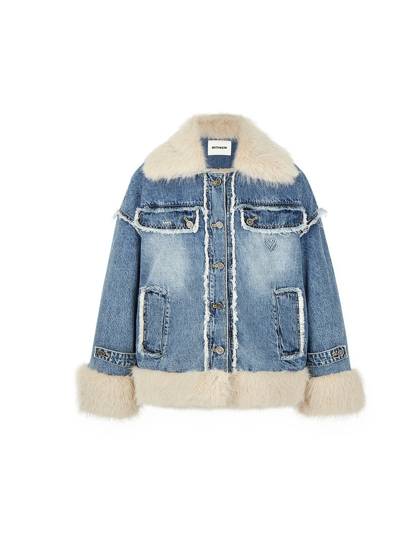 Detachable Fur Collar Denim Jacket