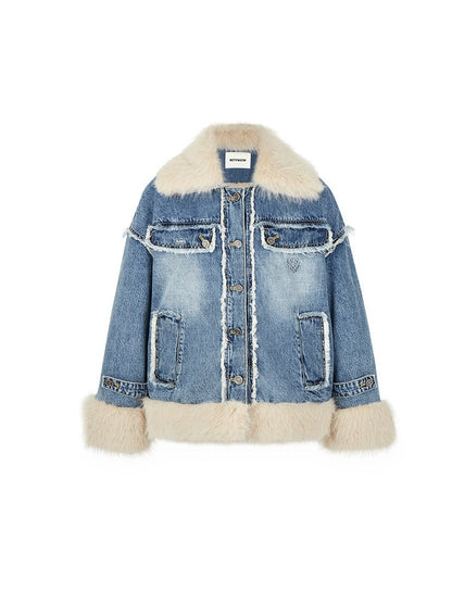 Detachable Fur Collar Denim Jacket