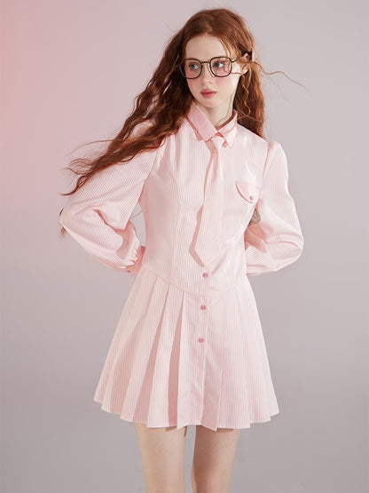 Robe de chemise à rayures de style collègue