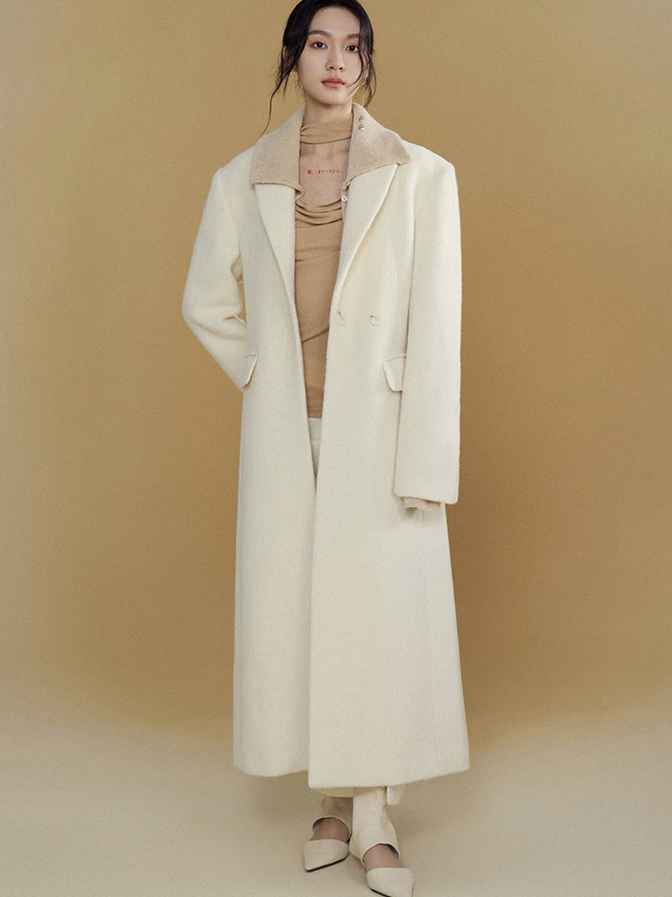 Wide Shoulder One Button Long Coat