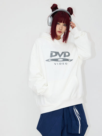 DVD Printed Hidden Zipper Hooded Sweat