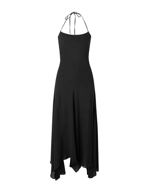 Asymmetrisches Hem -Chiffon -Gurtkleid