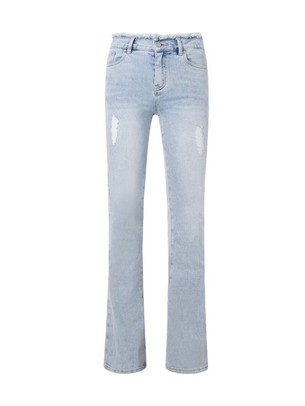 Raw-edged Micro Flared Slit Jeans