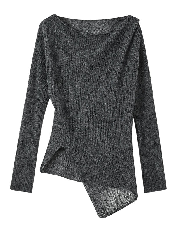 Swing -Kragen Asymmetrie -Schlitzpullover