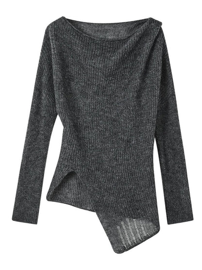 Swing -Kragen Asymmetrie -Schlitzpullover