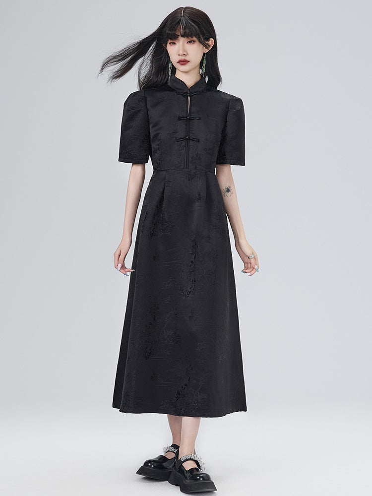 Mao Collar Cheongsam Design Short Sleeve Dress