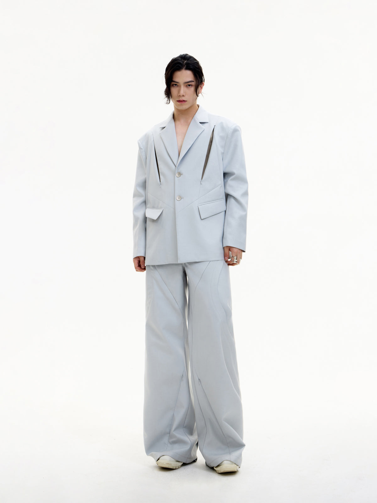 Hollow Flared Silhouette Wide-leg Pants &amp; Hollow Design Jacket