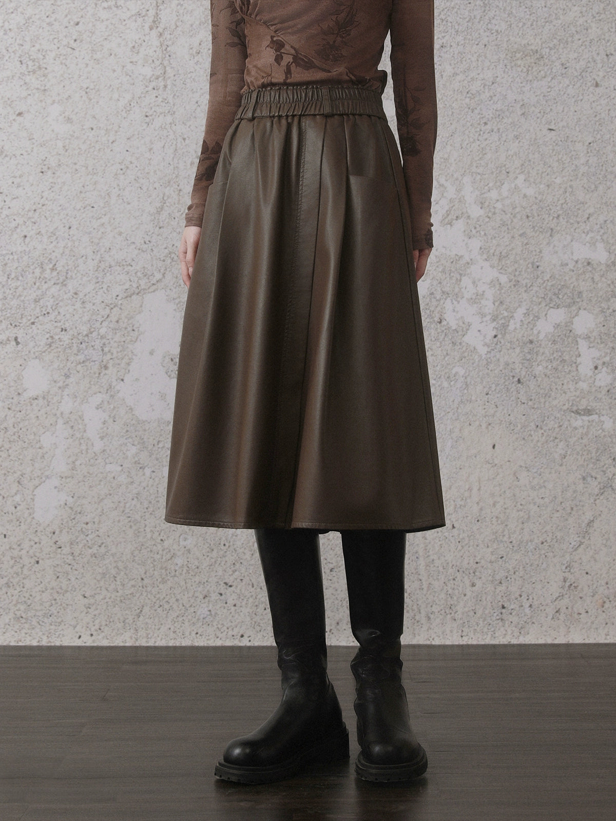 Leather Pocket Mid-Length Skirt