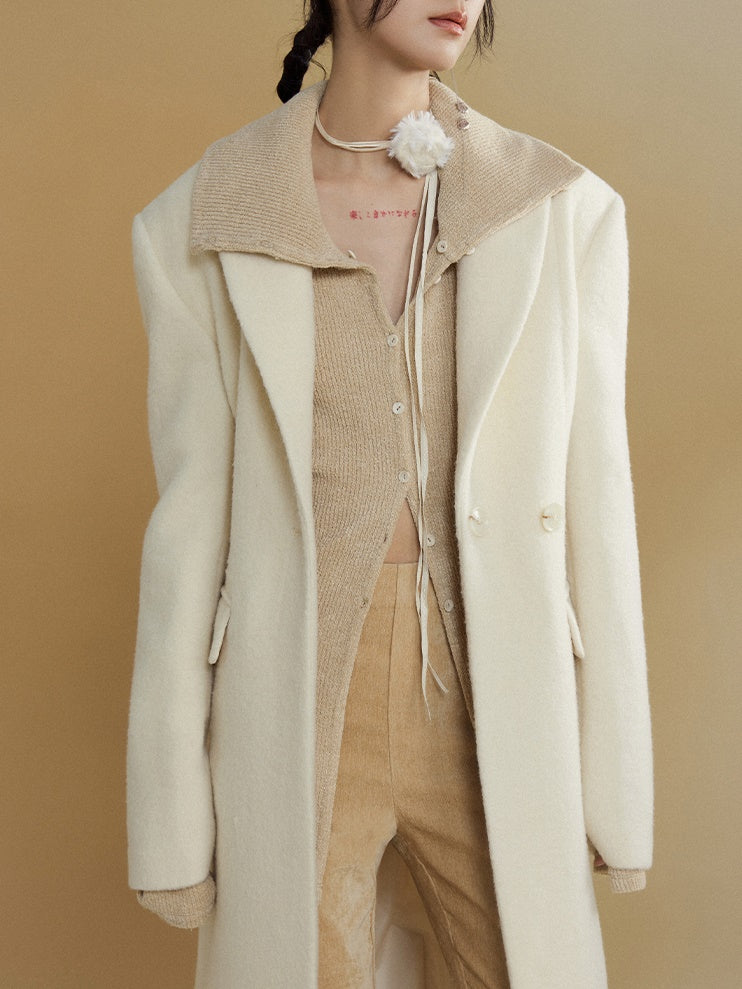 Wide Shoulder One Button Long Coat