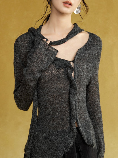 Stole Design Flowing Slim Knitted Cardigan