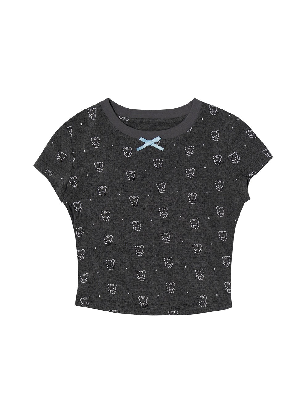 Cute Bear Baby Print Polka Dot T-shirt