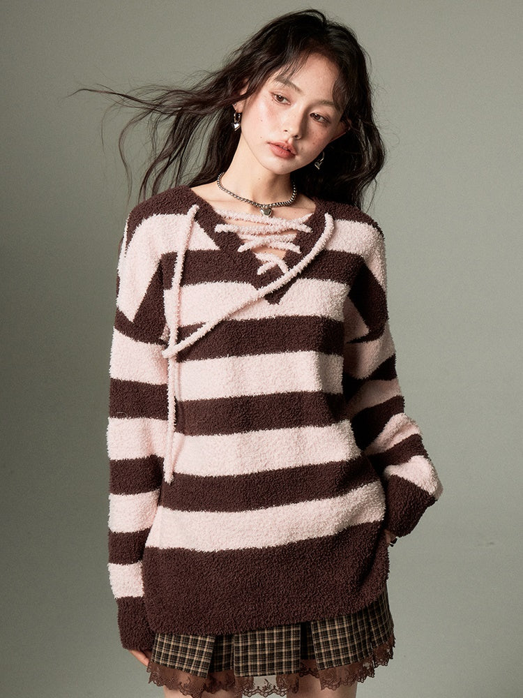 Border Strappy Knitted Pullover