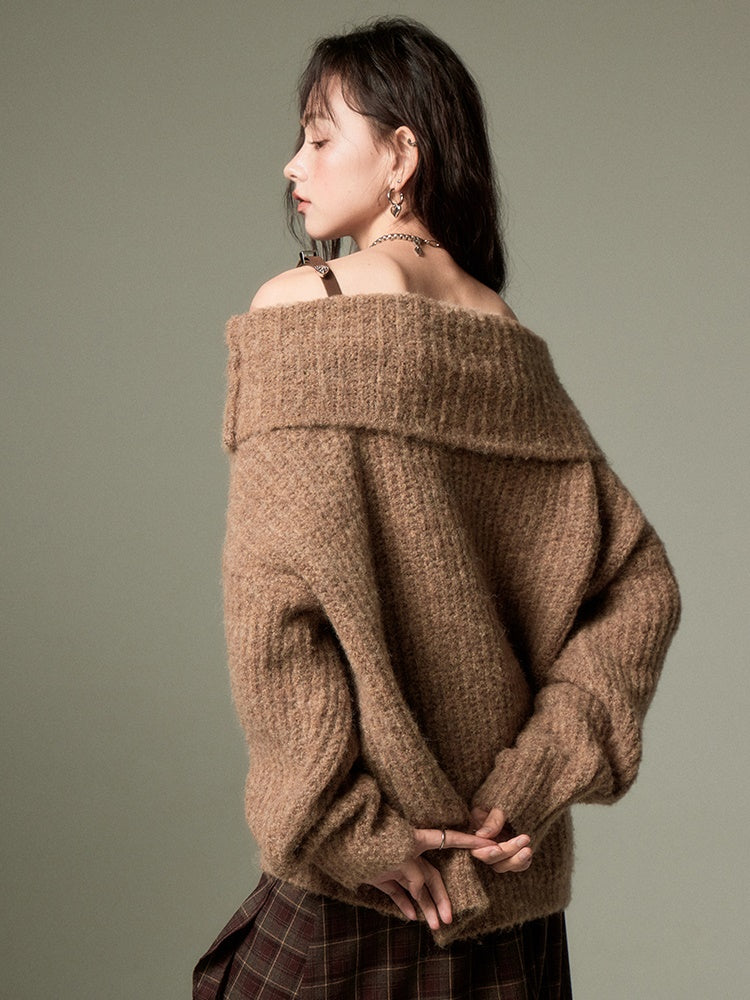 One-Shoulder-Riemen loser Pullover