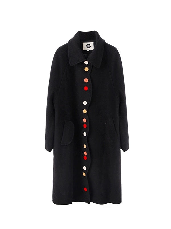 Candy Flocked Buckle Wave Cut Coat