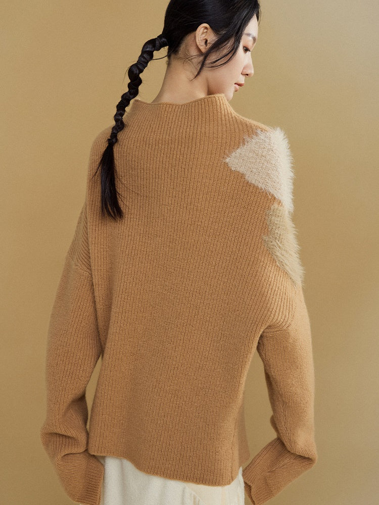 Jacquard Wooly Patchwork großer Pullover