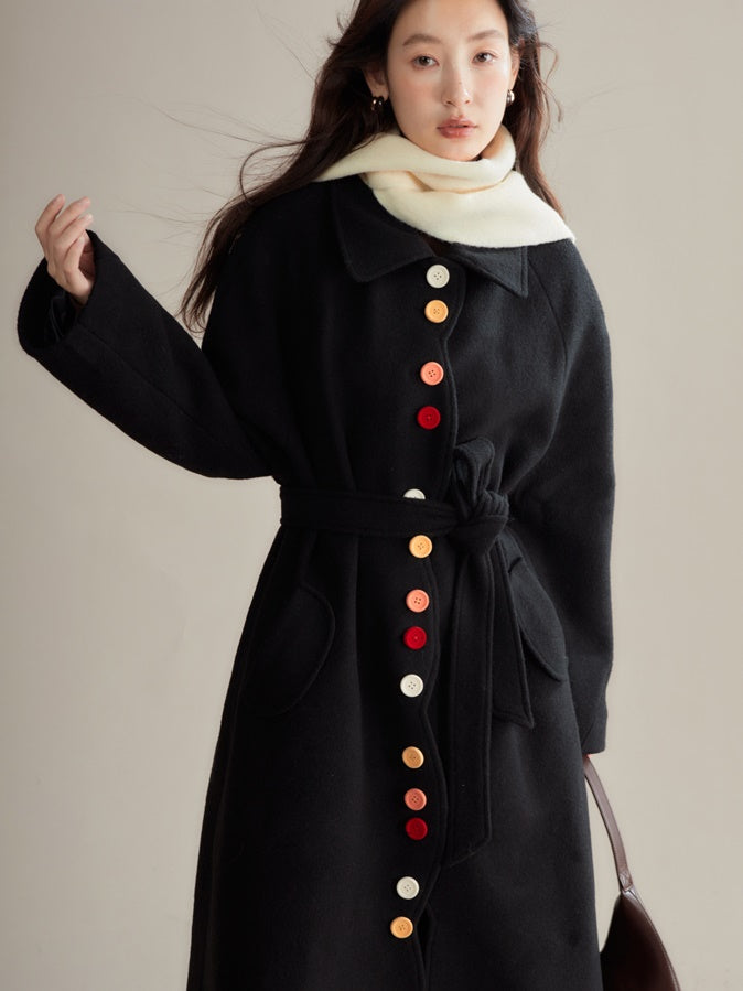 Candy Flocked Buckle Wave Cut Coat