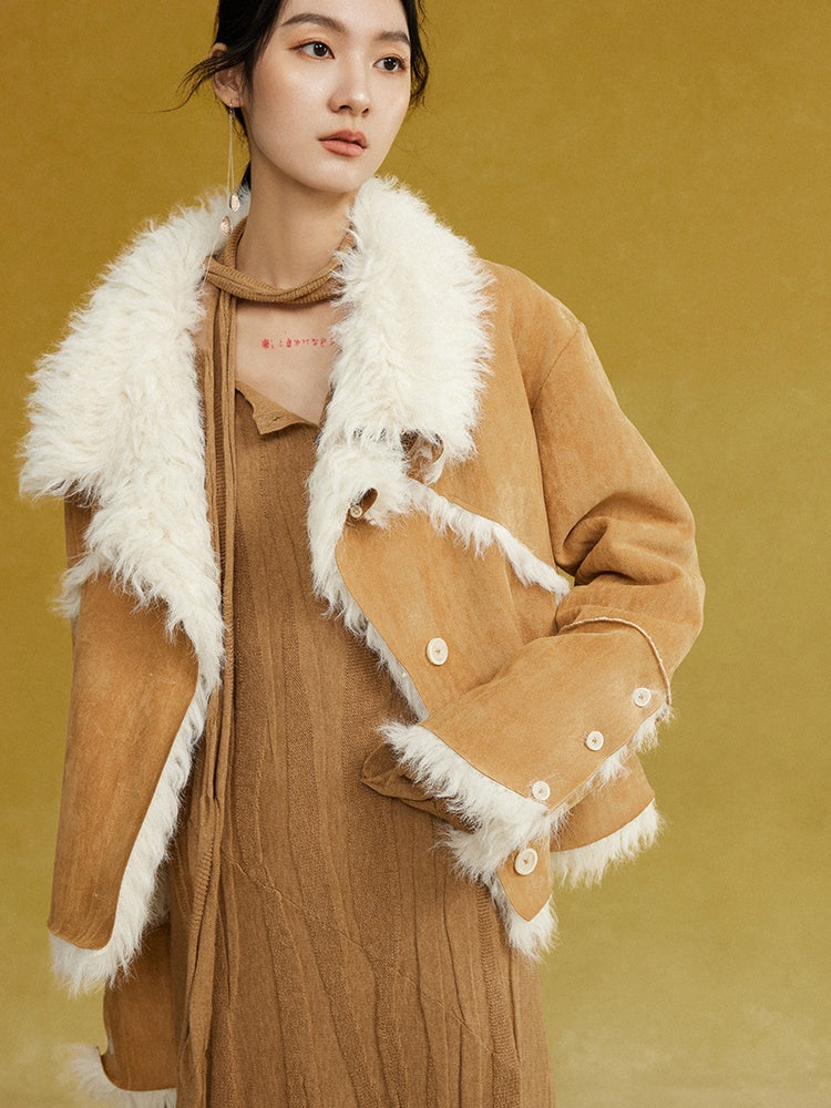 Split Lapel Short Fur Coat