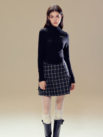 College Style Plaid A-line Bow Skirt