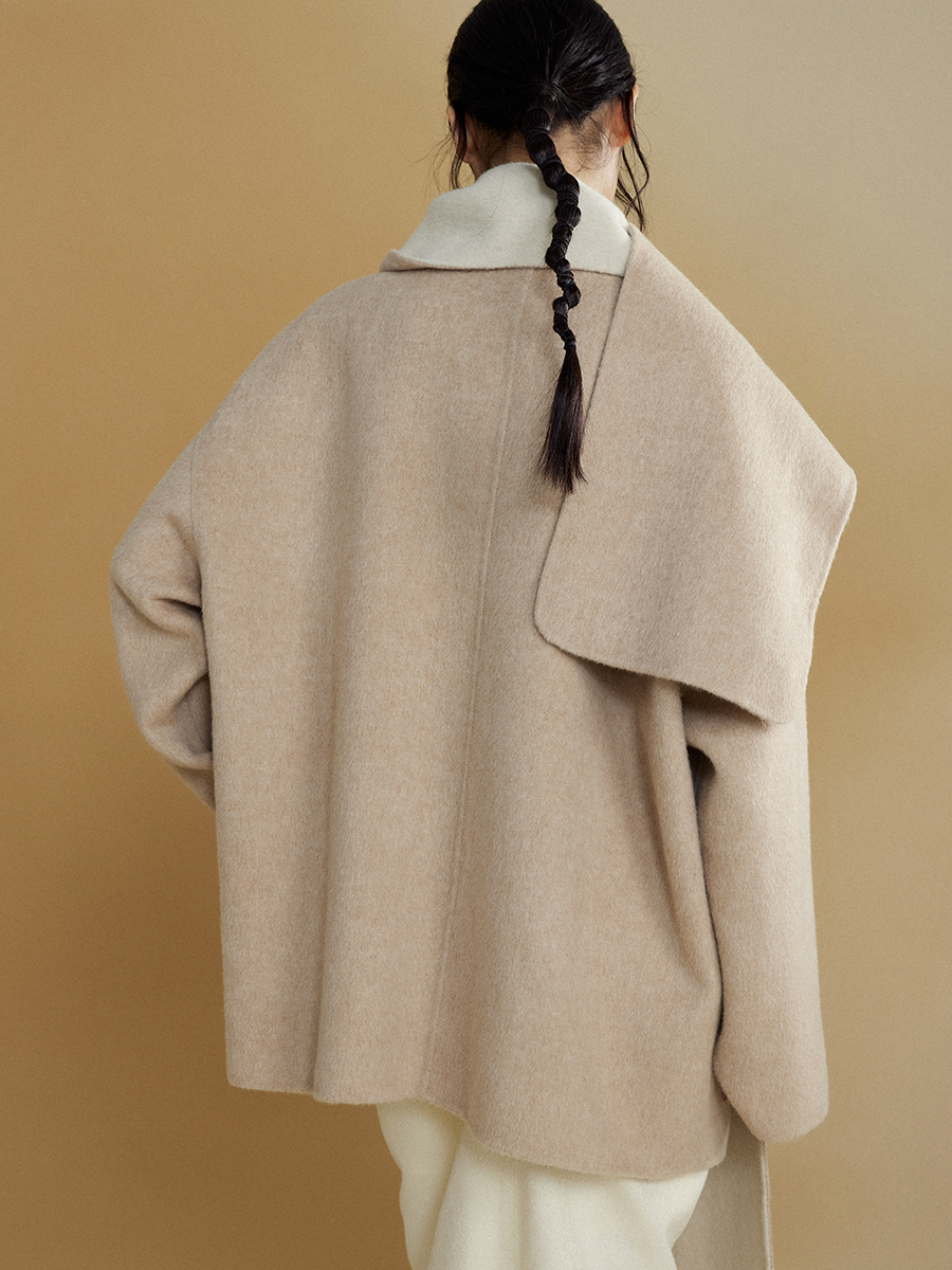 Loose Double-folded Scarf Double-sided Coat