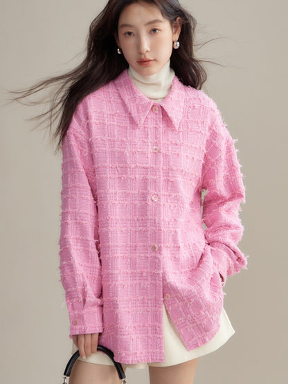 Woven Texture Loose Long-sleeved Shirt