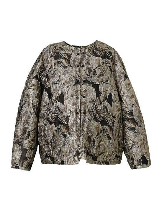 Jacquard lose No-Collar-Jacke