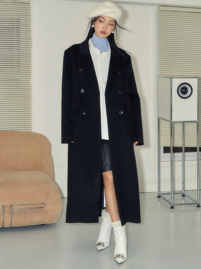 Slim Waist Double Blest Long Coat