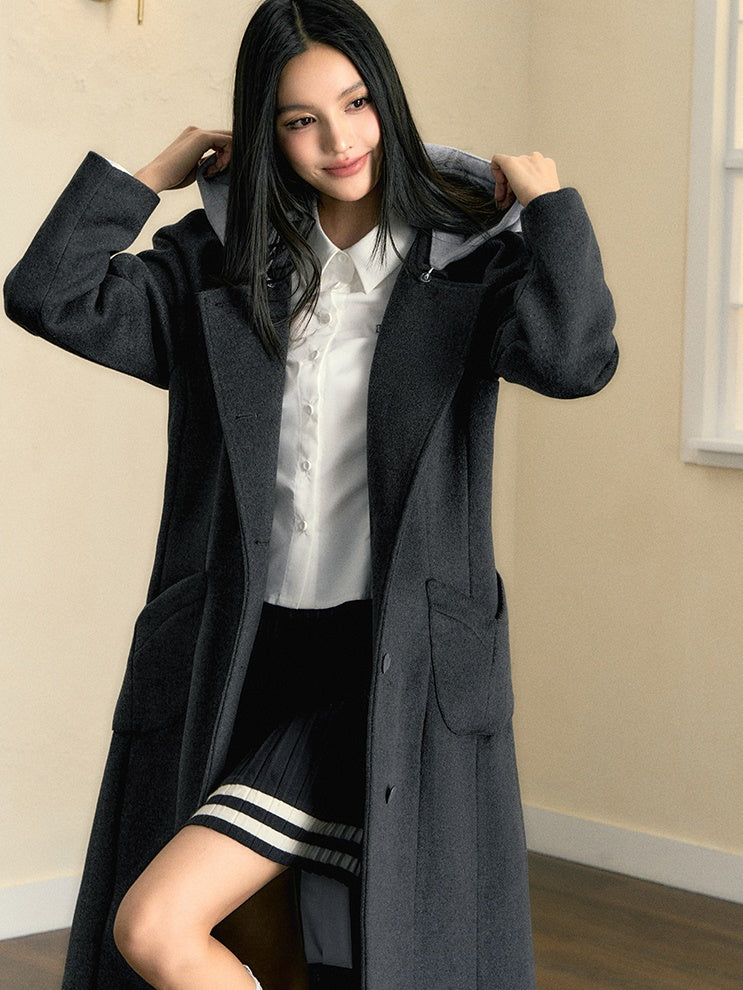 Long overcoat with deals removable cap