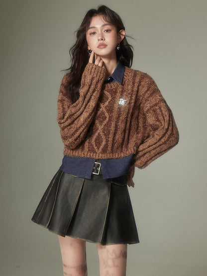 Fake Two-piece Short Sweater