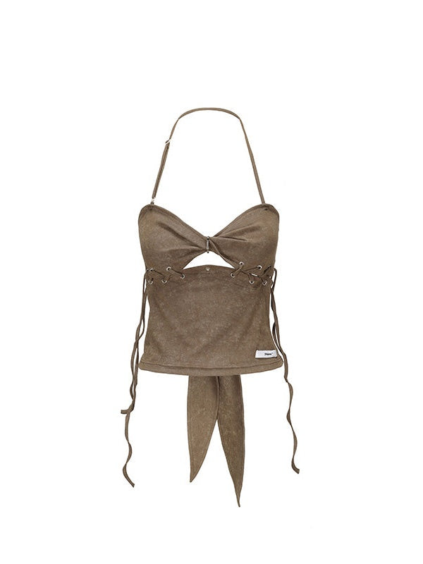 분리 가능한 트위스트 디자인 Halter Neck Camisole