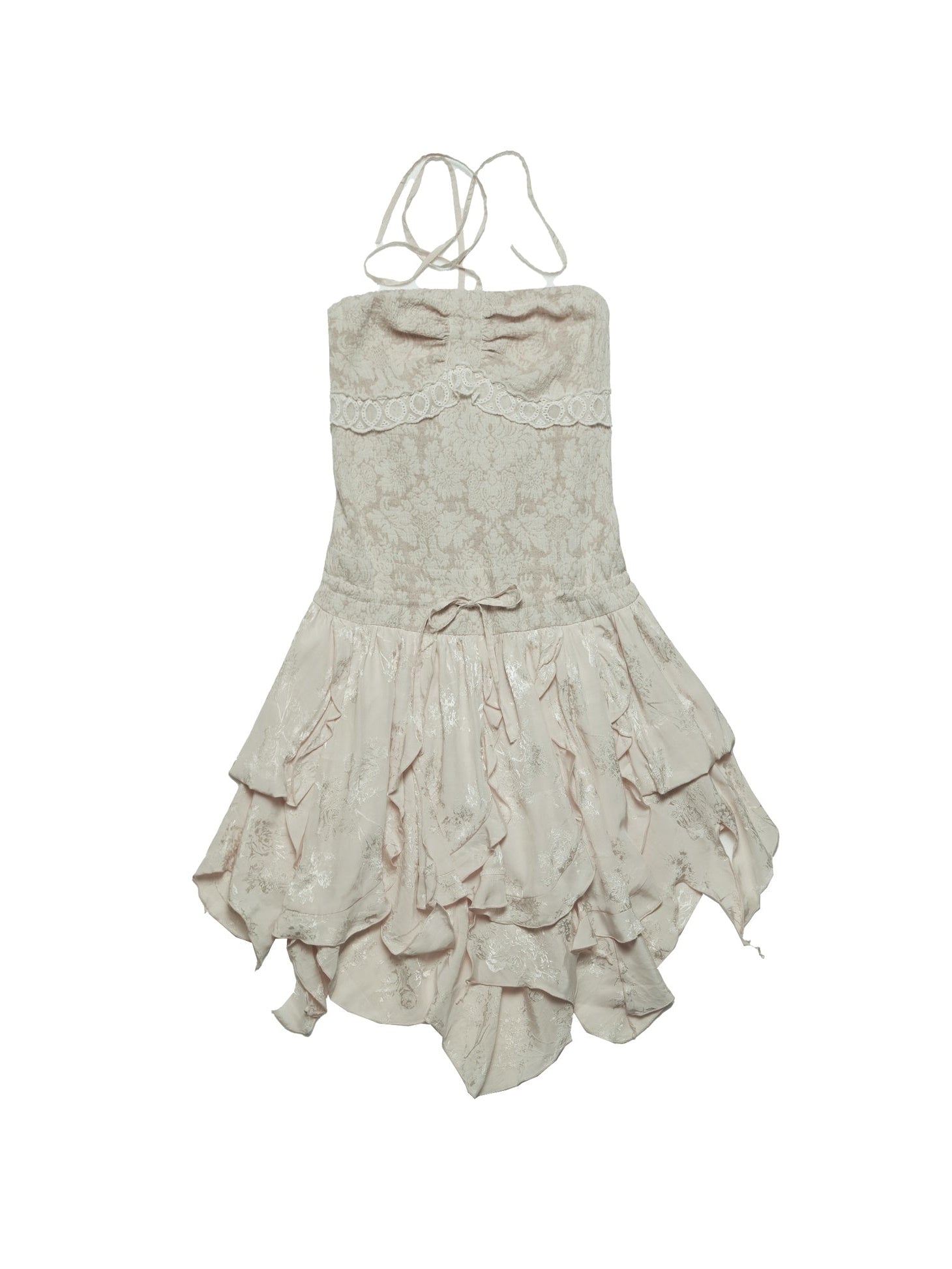 Jacquard Hanging Neck Irregular Hem Dress – ARCANA ARCHIVE