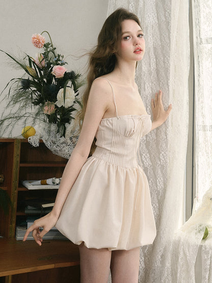 Suspender Flower Bud Short Dress