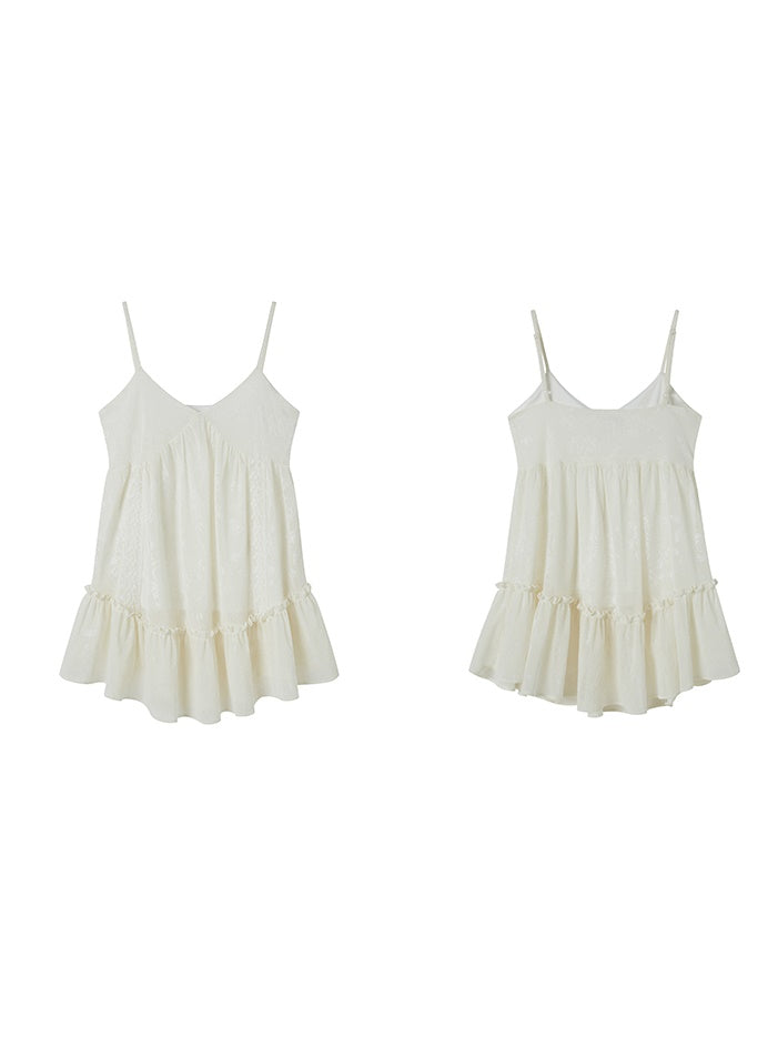 Ruffle Design Jacquard Camisole