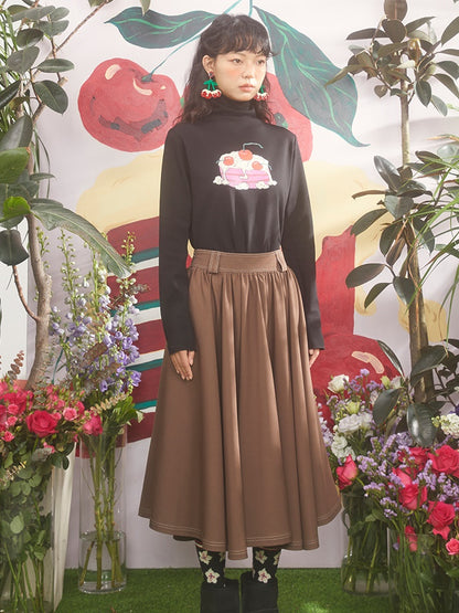 Curved Hem Mid-length Umbrella Skirt