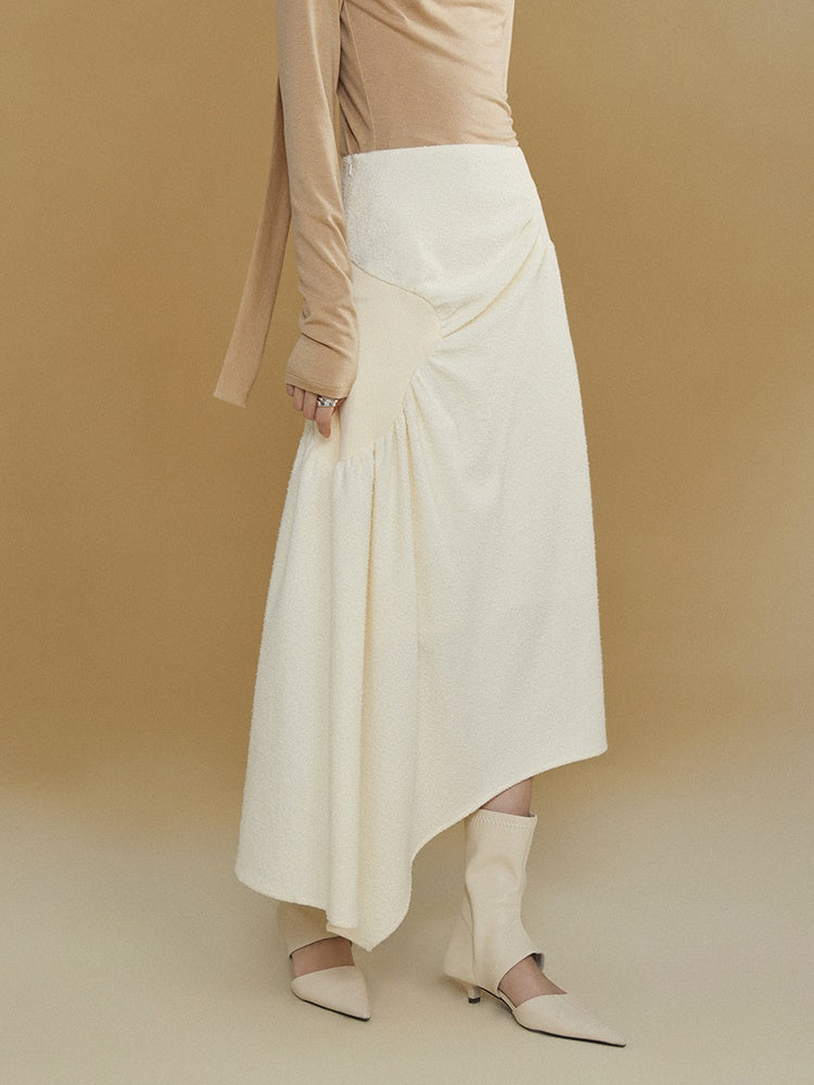 Gathered Spliced Irregular A-line Skirt