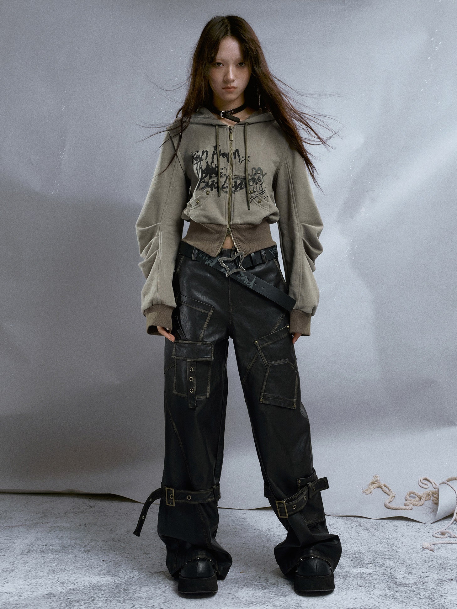 Deconstructed Street Punk Distressed Leather Pants