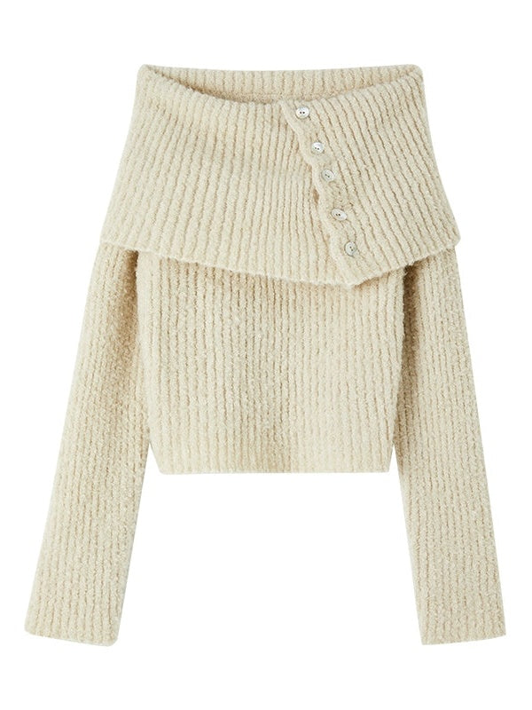 Large Lapel 2Way Lib Sweater