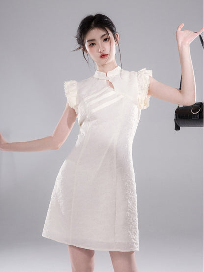 Chinese Style Small Flying Sleeve Ribbon Dress