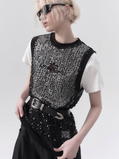 SEQUIN MESH BREATHABLE VEST