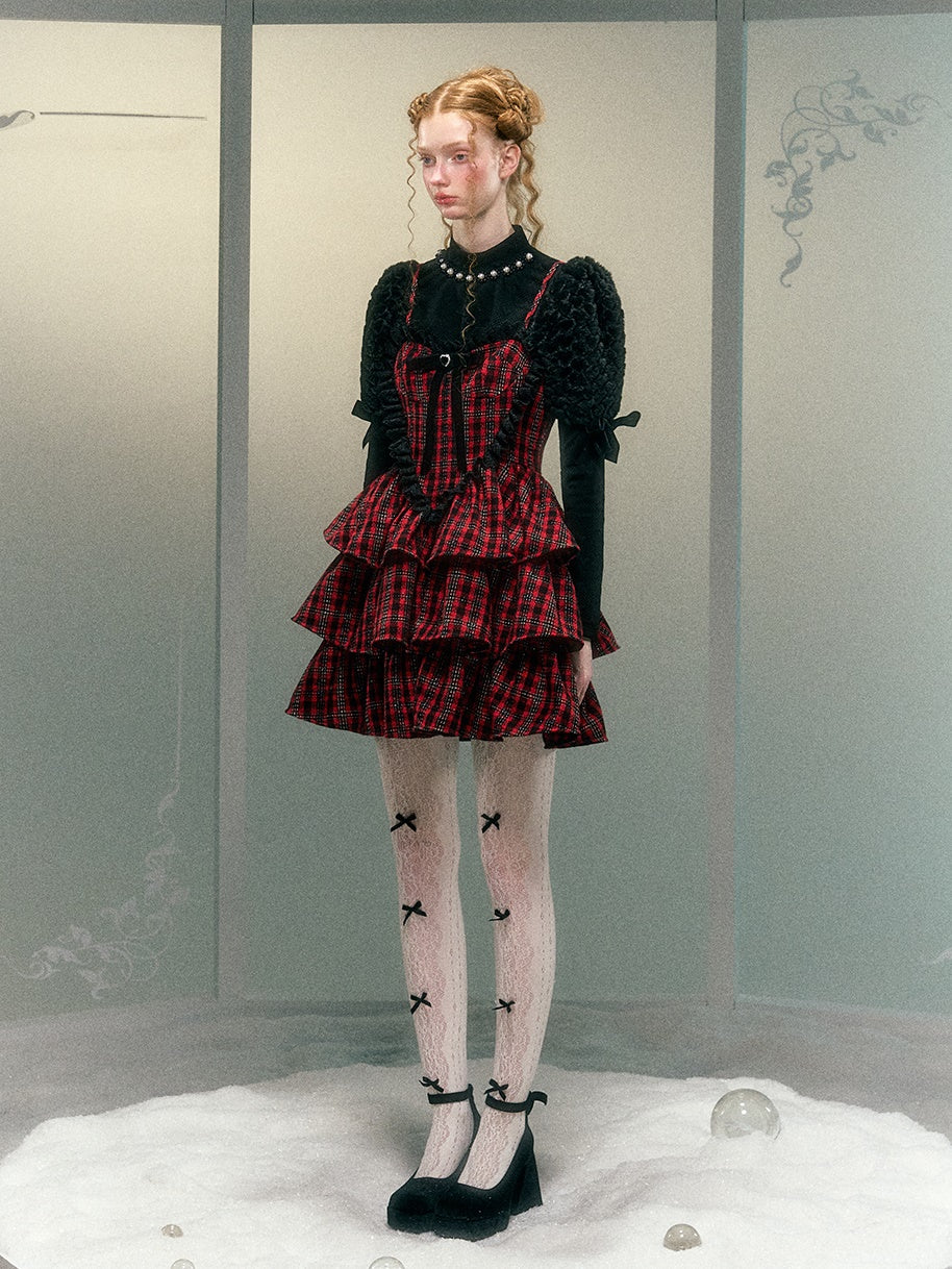 Plaid Heart Lace Suspender Cake Dress