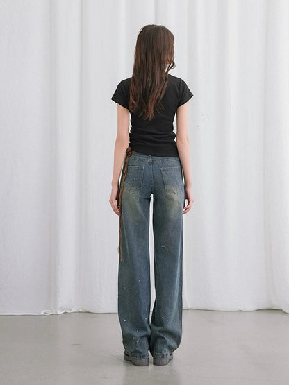 Broken High-waisted Straight Jeans