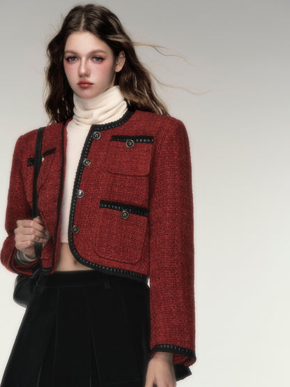 Piping Tweed Style Short Jacket